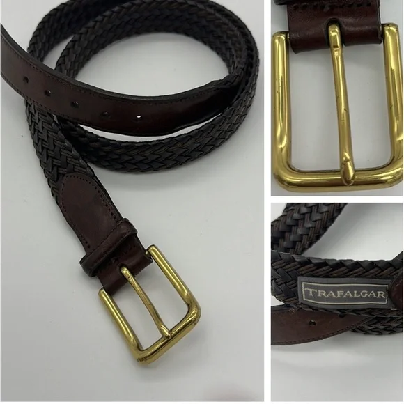 Trafalgar | Accessories | Trafalger Leather Belt Brown Woven  display picture 2